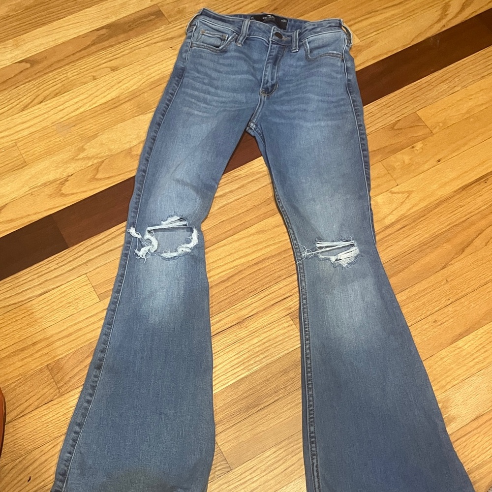 Hollister Light Blue Distressed Flare Jeans lr